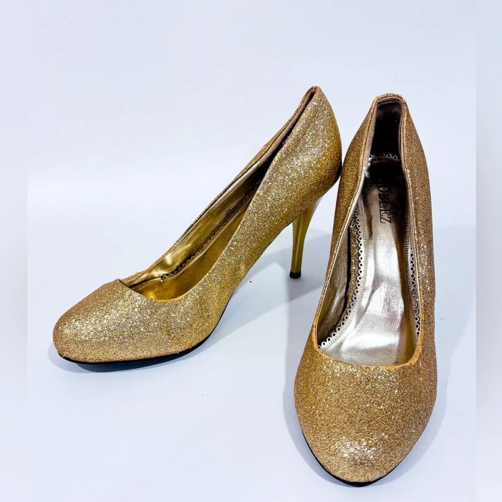 Noblez Gold Glitter High Heels Size 9.5 - Picture 5 of 8
